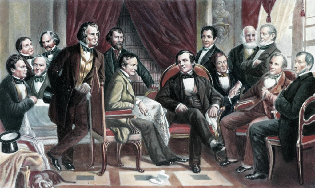 Detail of Drawing of Author Washington Irving and Friends Conversing by Corbis