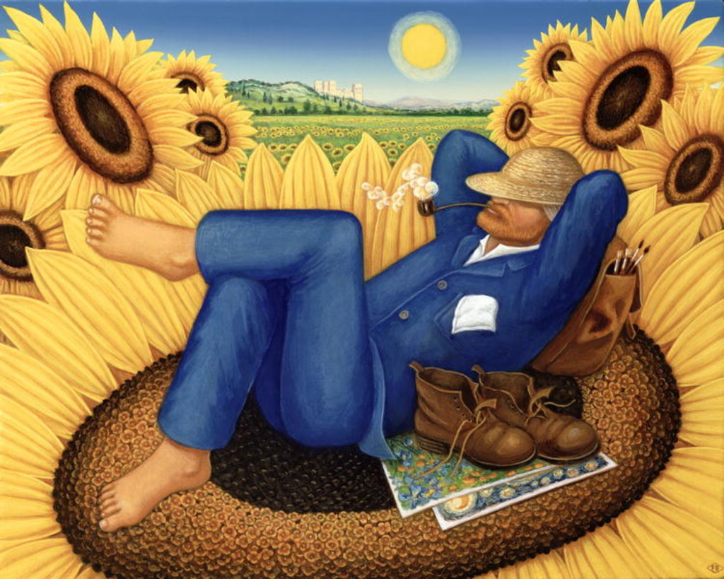 Detail of Van Gogh's Sunflowers, 1998 by Frances Broomfield