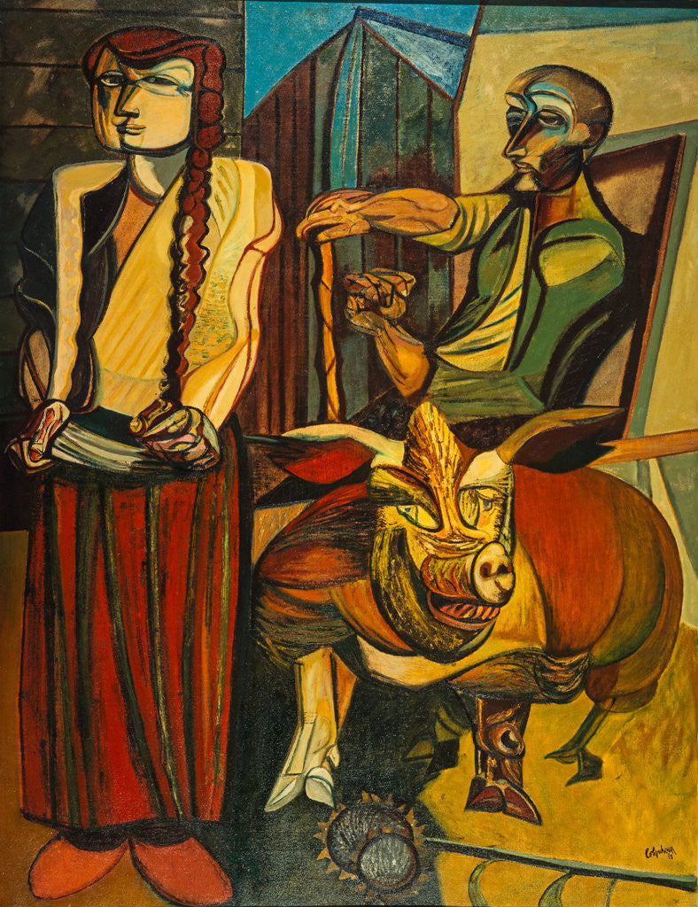 Detail of Figures in a Farmyard by Robert Colquhoun