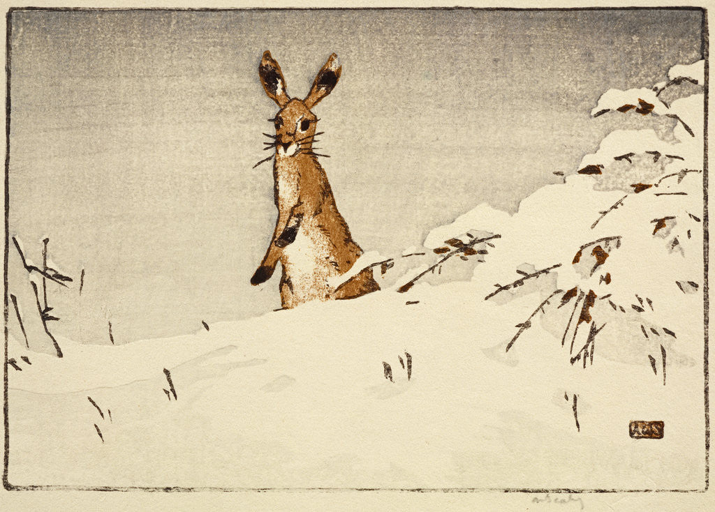 Detail of Snow and Hare by Allen William Seaby
