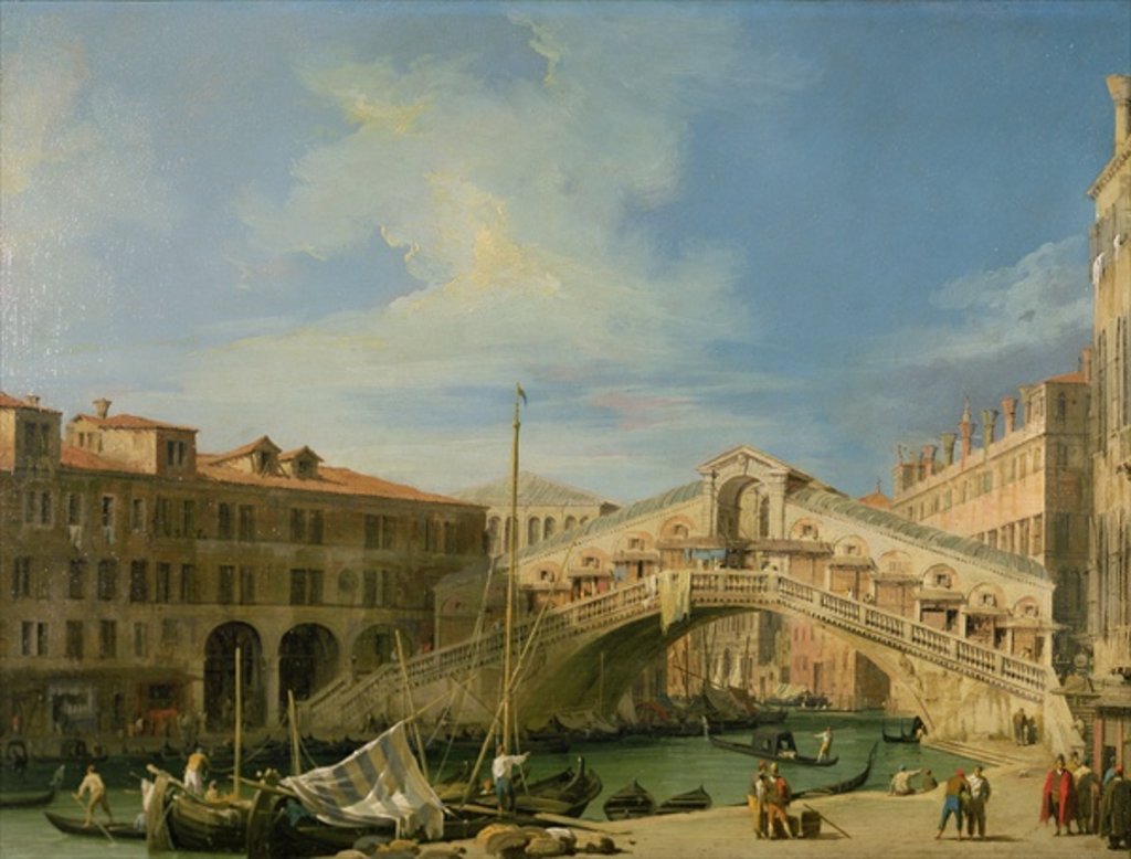 Detail of View of the Rialto at Venice by Canaletto