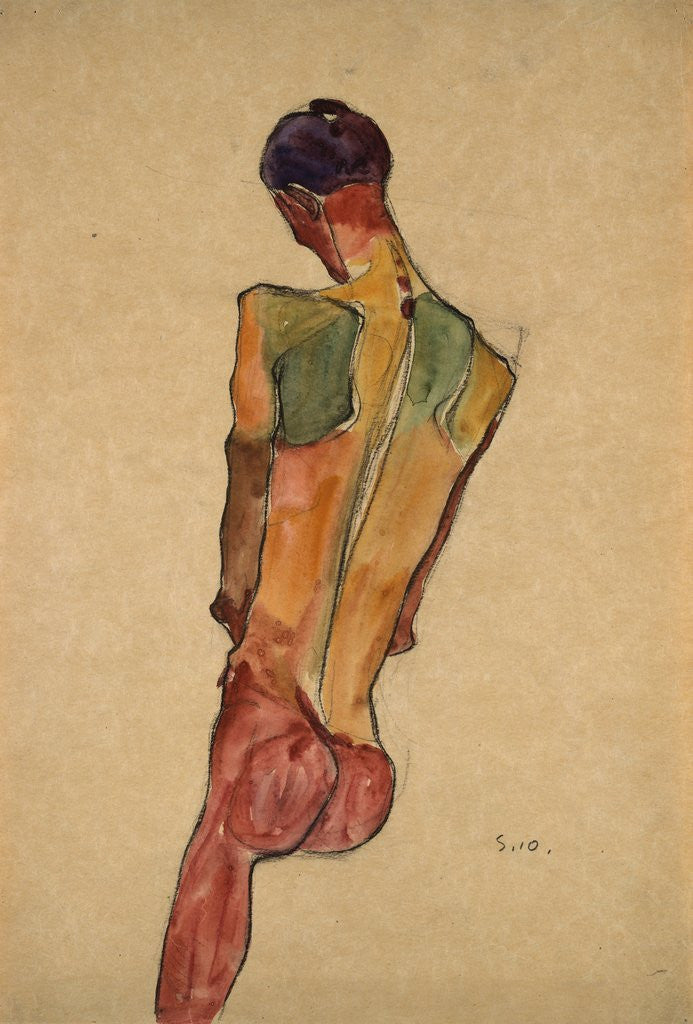 Detail of Male Nude, Back View by Egon Schiele