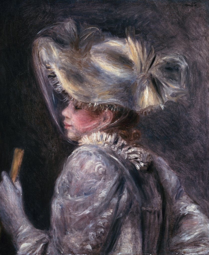 Detail of Woman with White Hat by Pierre Auguste Renoir
