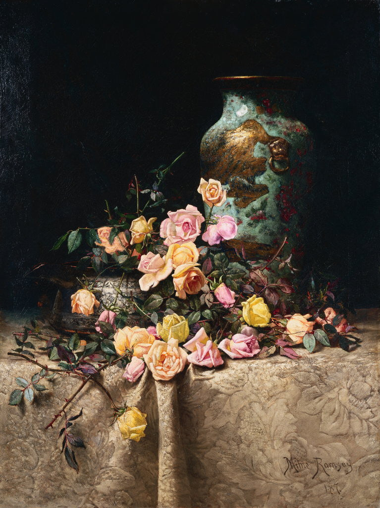 Detail of Still Life with Roses by Milne Ramsey