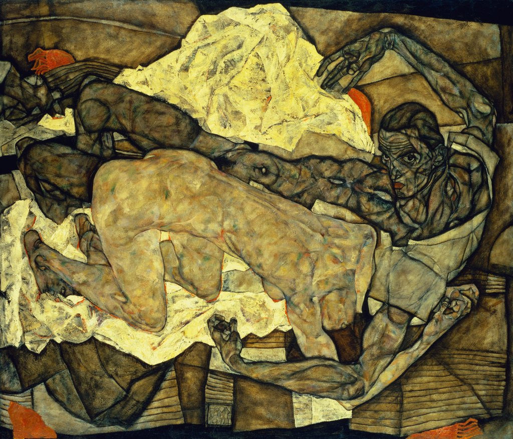Detail of Lovers (Man and Woman I) by Egon Schiele