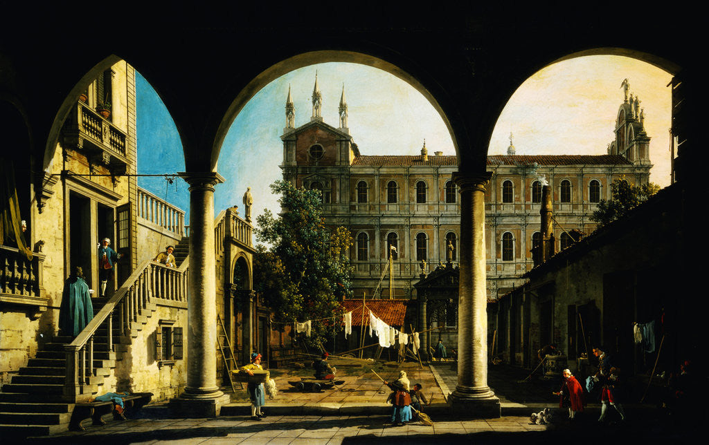 Detail of Capriccio of the Scuola di San Marco by Canaletto