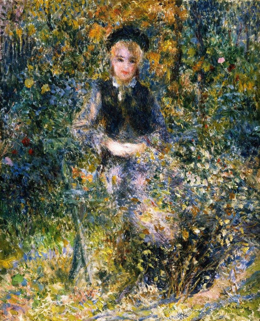Detail of The Girl at the Bank by Pierre-August Renoir