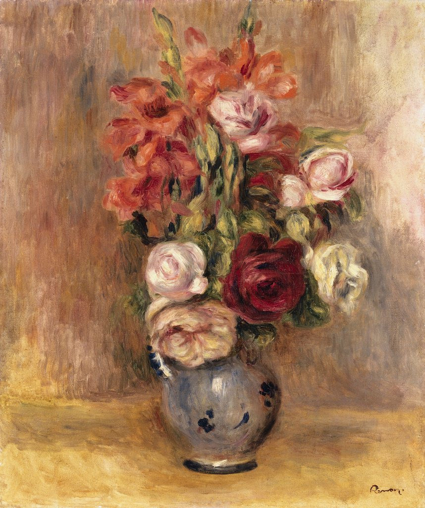 Detail of Vase of Gladiolas and Roses by Pierre-Auguste Renoir