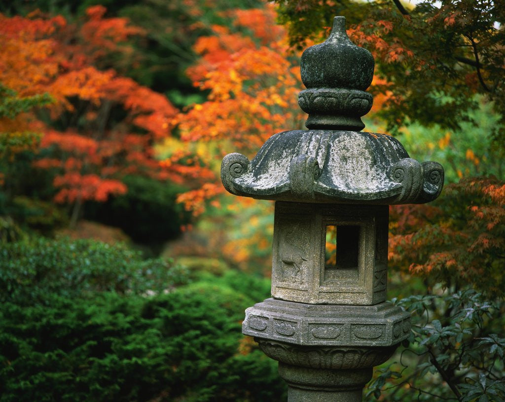 Detail of Stone Lantern in the Japanese Tea Garden at the University of Washington Arboretum by Corbis