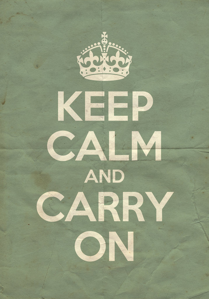 Detail of Keep Calm And Carry On Poster in Green Blue Vintage by Magnolia Box