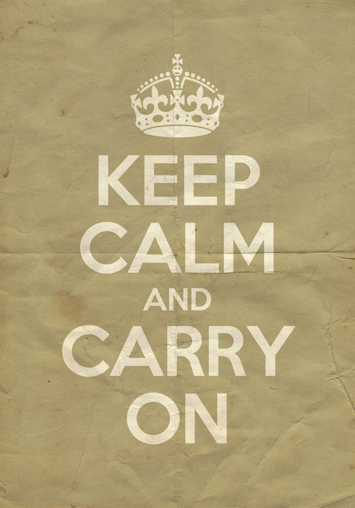 Detail of Keep Calm And Carry On Poster in Light Stone Vintage by Magnolia Box