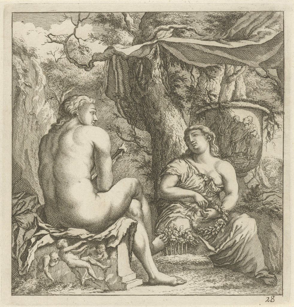 Detail of Two figures in a classical landscape by Anonymous