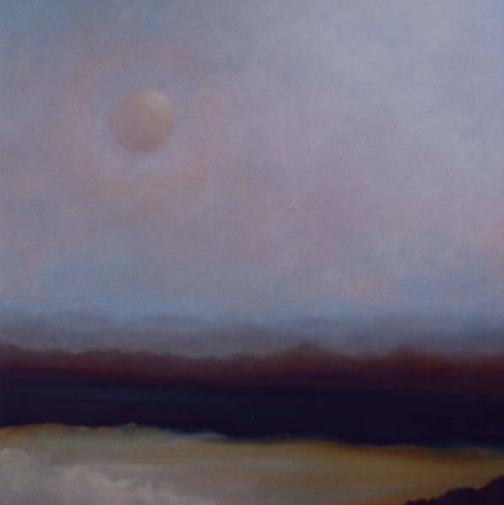 Detail of Another World, 2004 Misty landscape with moon by Lee Campbell