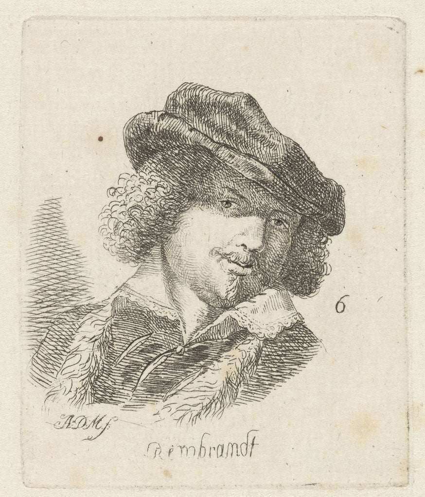 Detail of Portrait of Rembrandt by Anthonie Willem Hendrik Nolthenius de Man