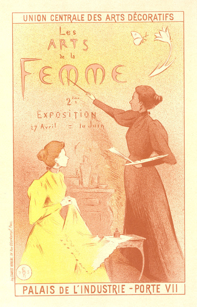 Detail of Poster for la deuxième Exposition des Arts de la Femme. Exhibition of art of the woman by Adolphe Étienne Auguste Moreau-Nélaton