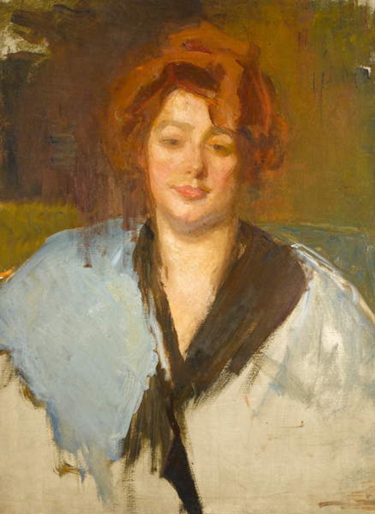 Detail of Portrait, probably of Alice Millbank the artist's mother by Albert de Belleroche