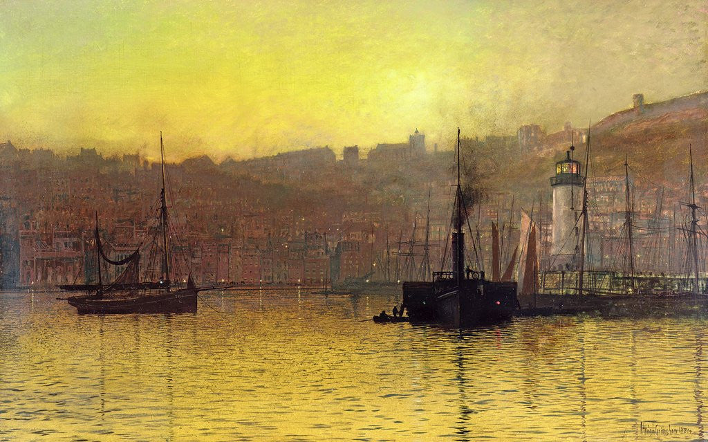Detail of Nightfall in Scarborough Harbour by John Atkinson Grimshaw