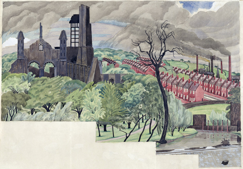 Detail of Millworkers Landscape, c.1920 by John Northcote Nash