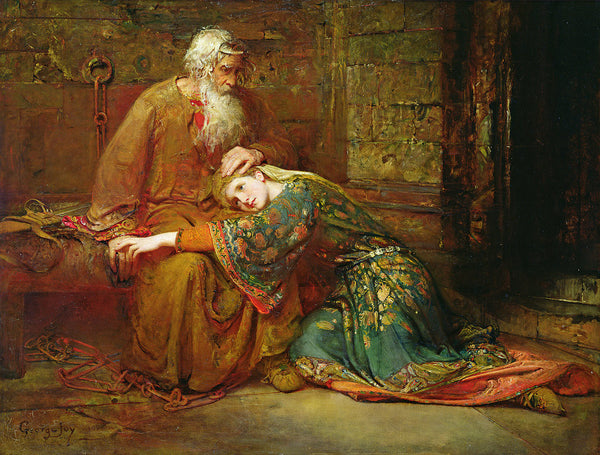 Cordelia comforting her father, King Lear, in prison, 1886 posters