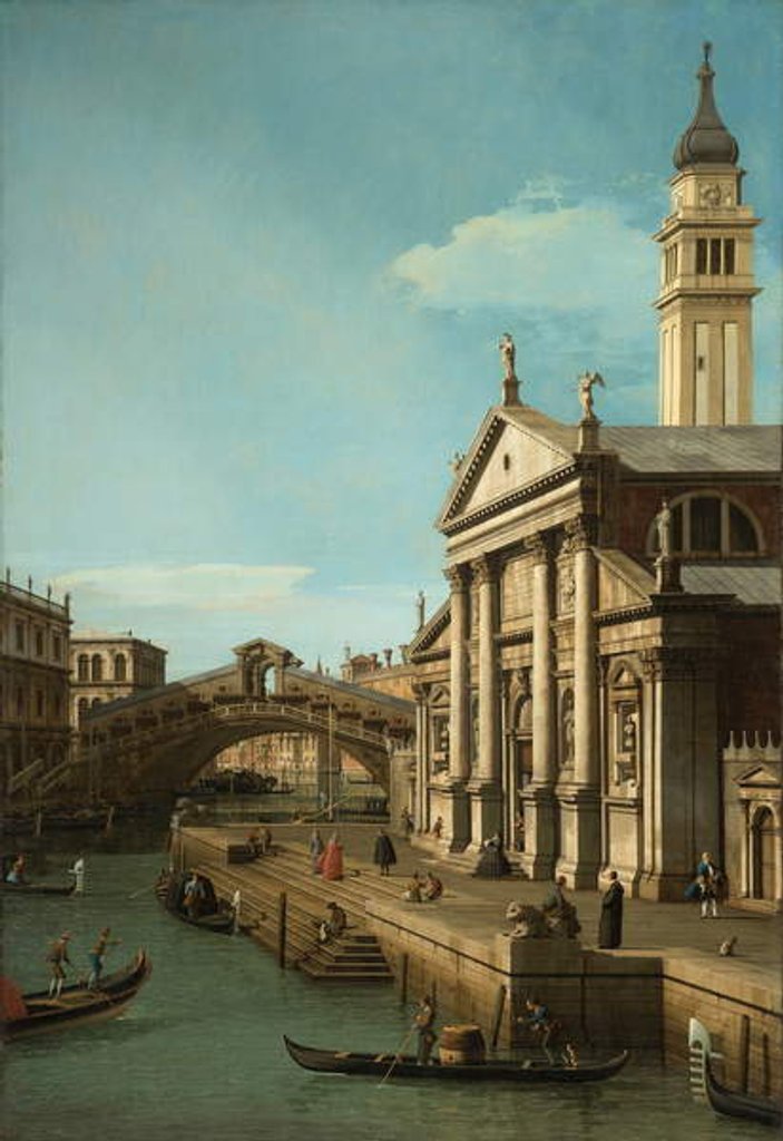 Detail of Capriccio: The Rialto Bridge and the Church of S. Giorgio Maggiore, c.1750 by Canaletto