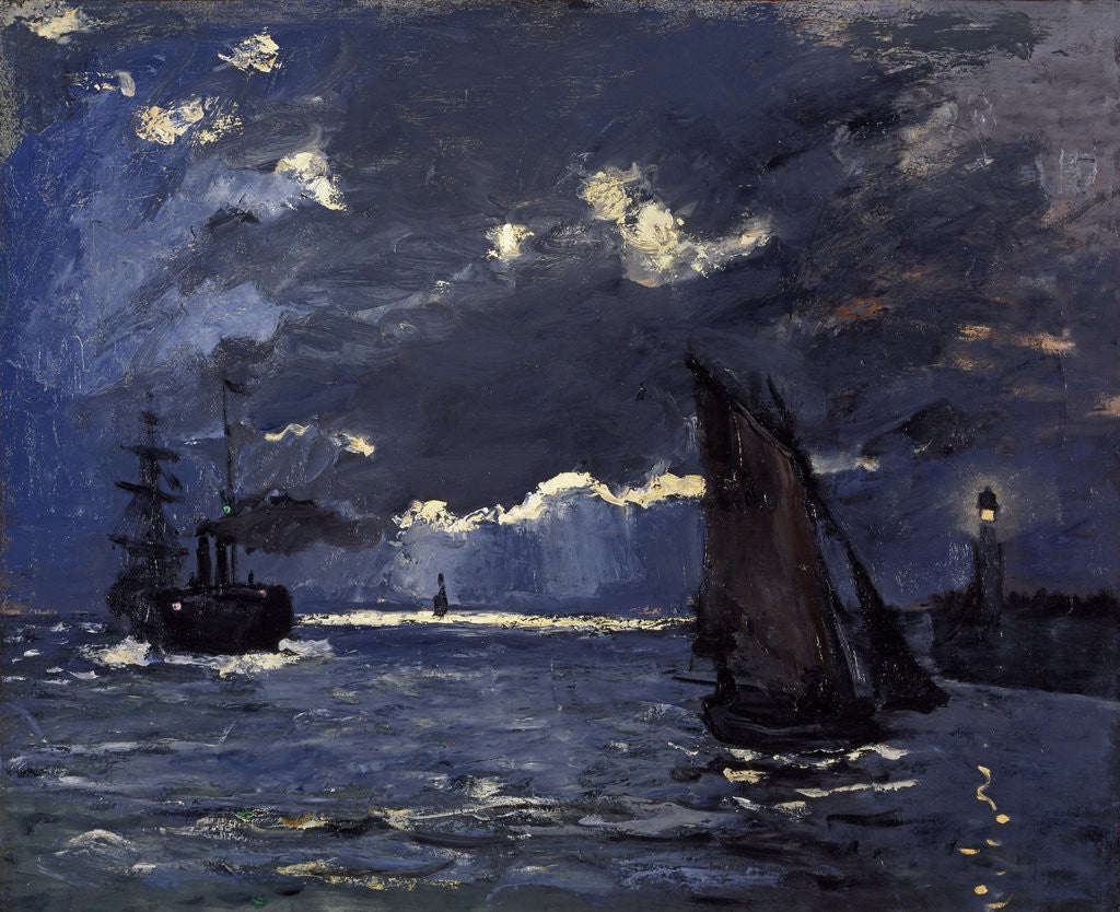 Detail of A Seascape, Shipping by Moonlight by Claude Monet