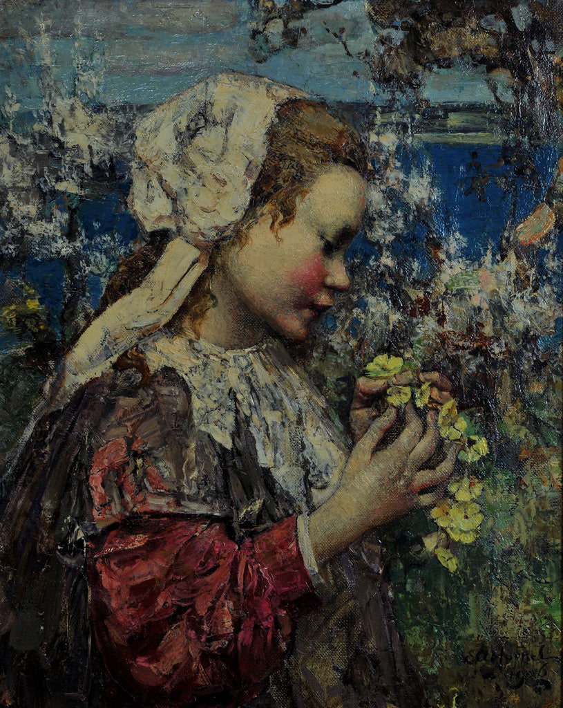 Detail of Young Girl with Primroses, 1906 by Edward Atkinson Hornel