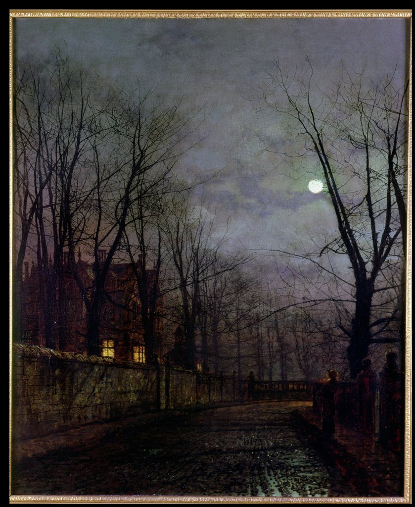 Detail of Moonlit Street Scene, 1882 by John Atkinson Grimshaw