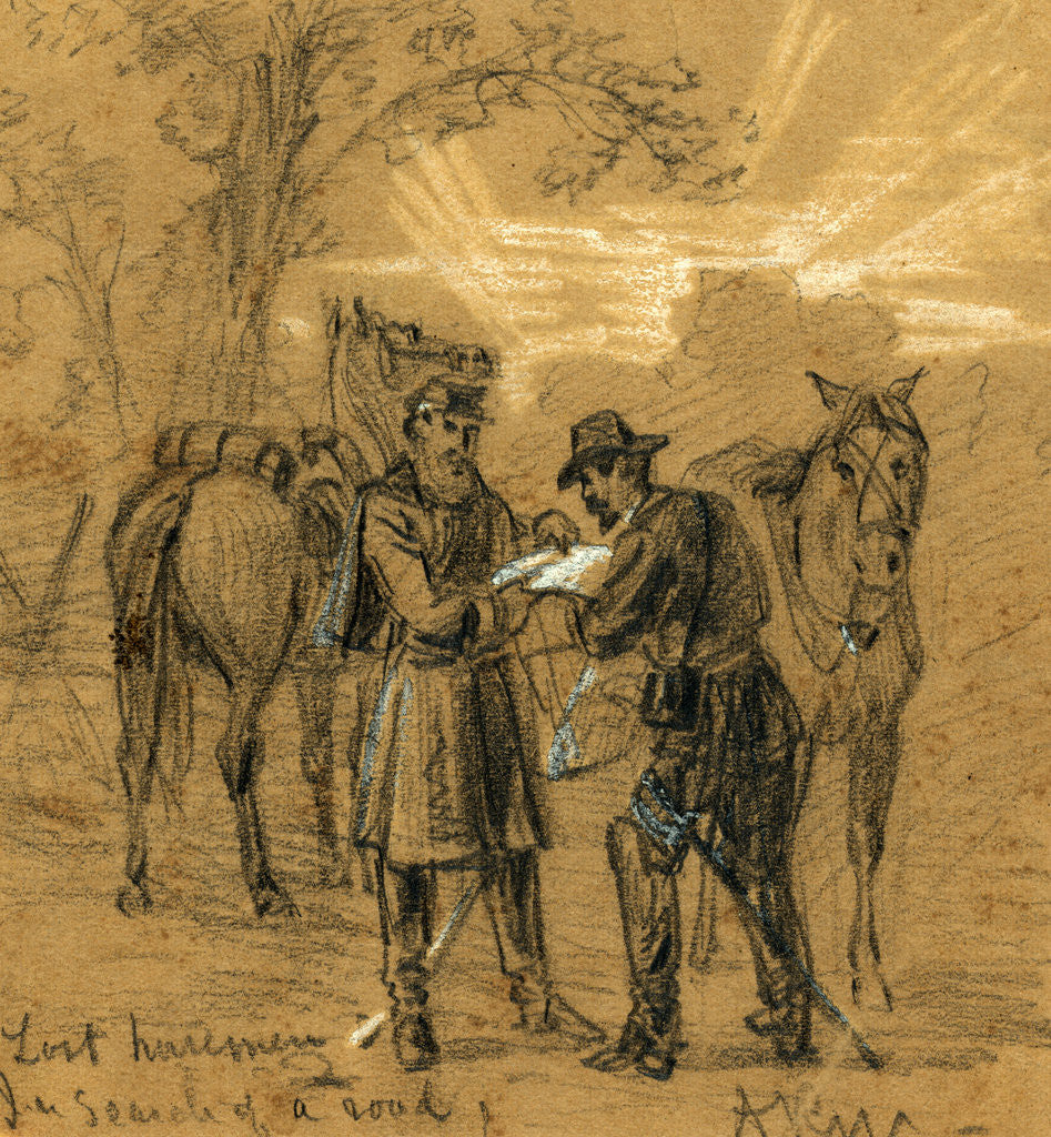 Detail of Lost horsemen. In search of a road, 1862 ca. November by Alfred R Waud