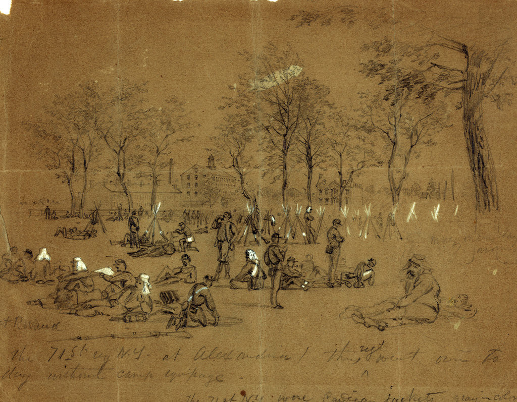 Detail of The 71st reg. N.Y. at Alexandria, 1861 May 24-31 by Alfred R Waud