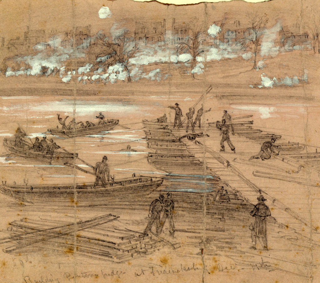 Detail of Building pontoon bridges at Fredericksburg Dec. 11th, 1862 December 11 by Alfred R Waud