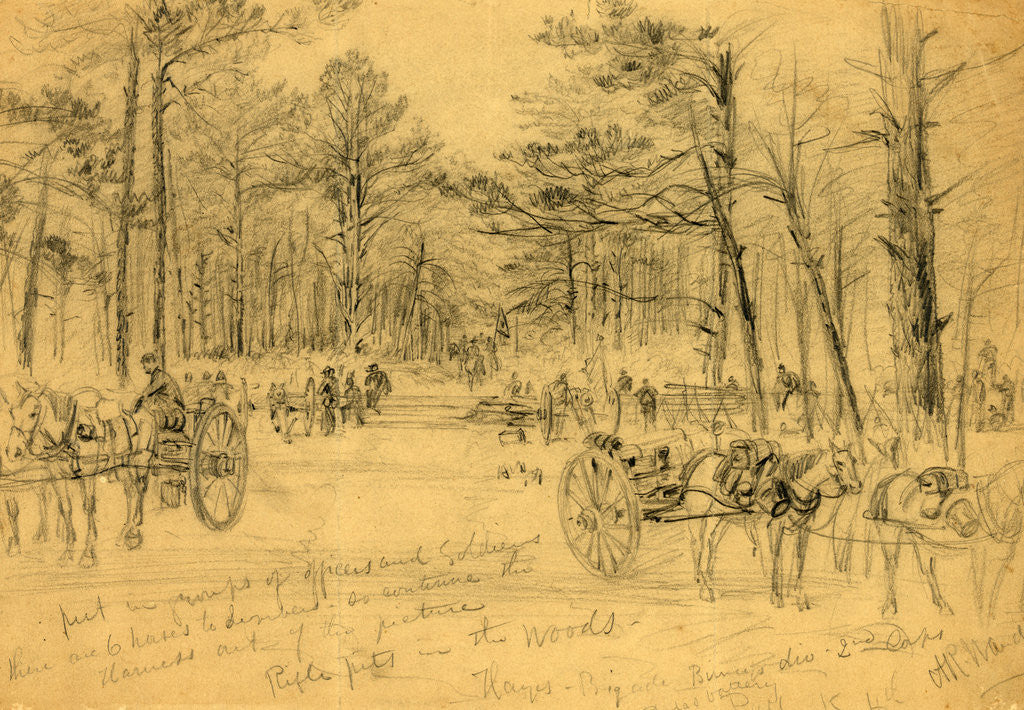 Detail of Rifle pits in the woods, 1863 July 1-3 by Alfred R Waud