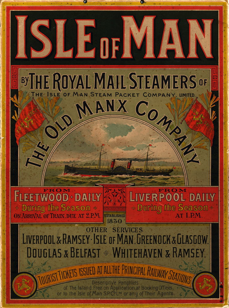 Detail of Isle of Man by the Royal Mail Steamers of the Old Manx Company by Isle of Man Steam Packet Co. Ltd.