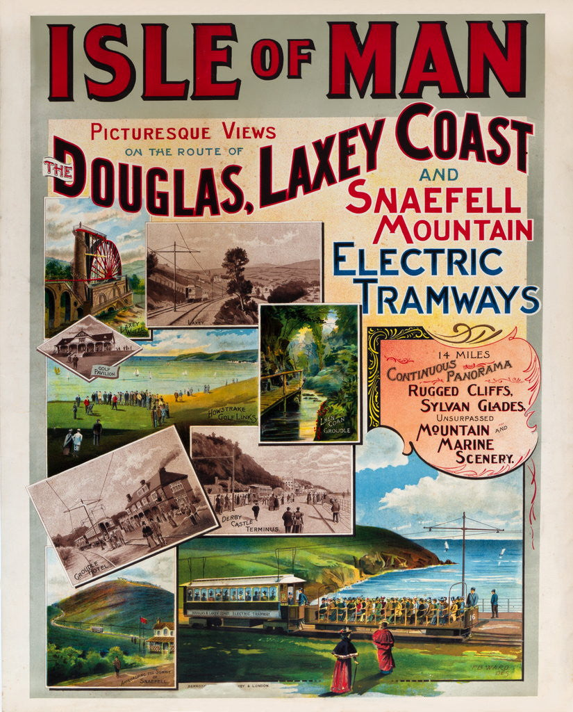 Detail of Isle of Man Picturesque Views on the Route of the Douglas, Laxey Coast & Snaefell Mountain Electric Tramways by F.B. Ward