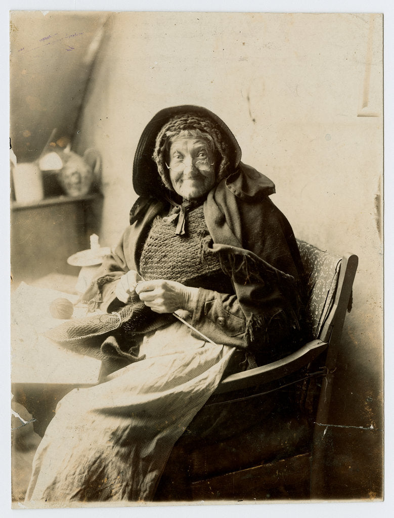 Detail of Mrs Morrison of Ballaugh Glen sitting knitting by George Bellett Cowen