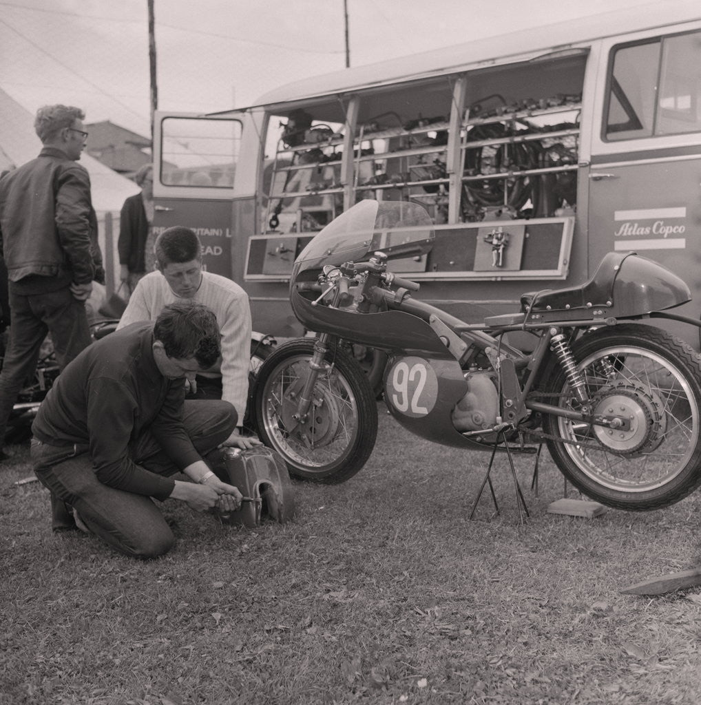 Detail of Atlas Copco in the pits, TT races by Manx Press Pictures
