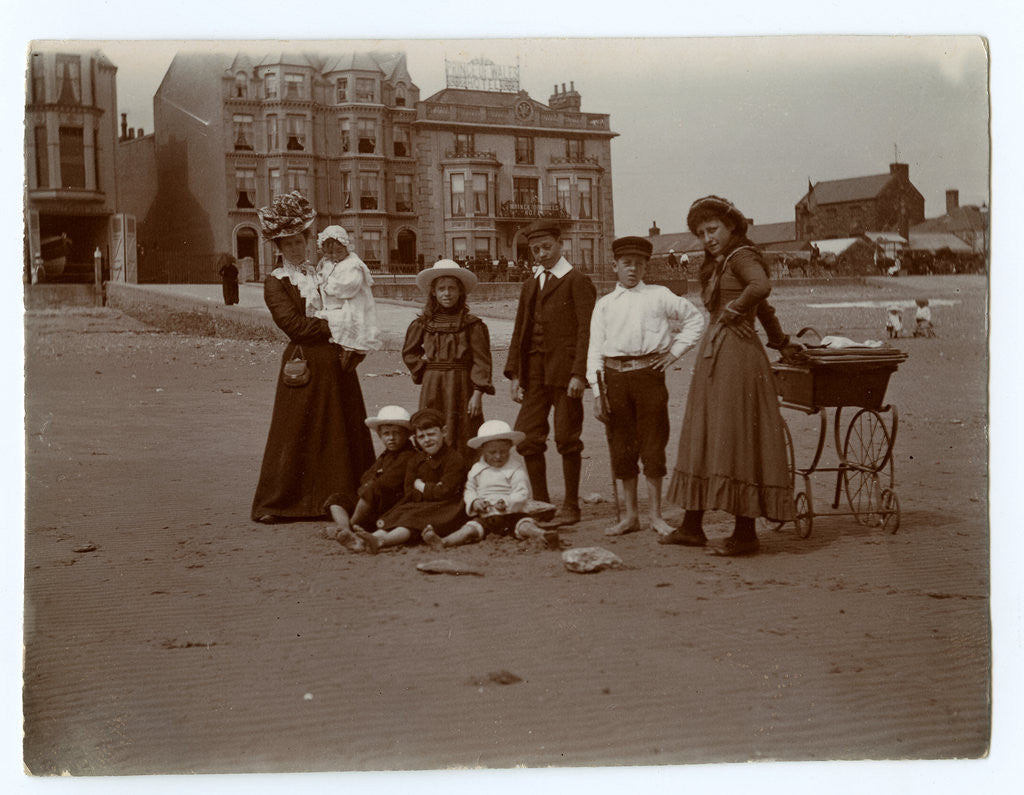 Detail of Family group on Ramsey shore, near the Prince of Wales Hotel by Thomas Horsfell Midwood