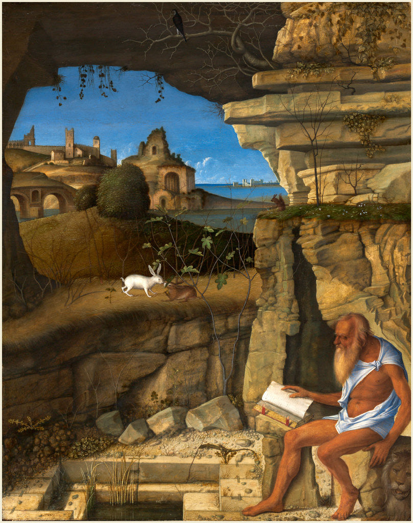 Detail of Italian, Saint Jerome Reading, 1505 by Giovanni Bellini