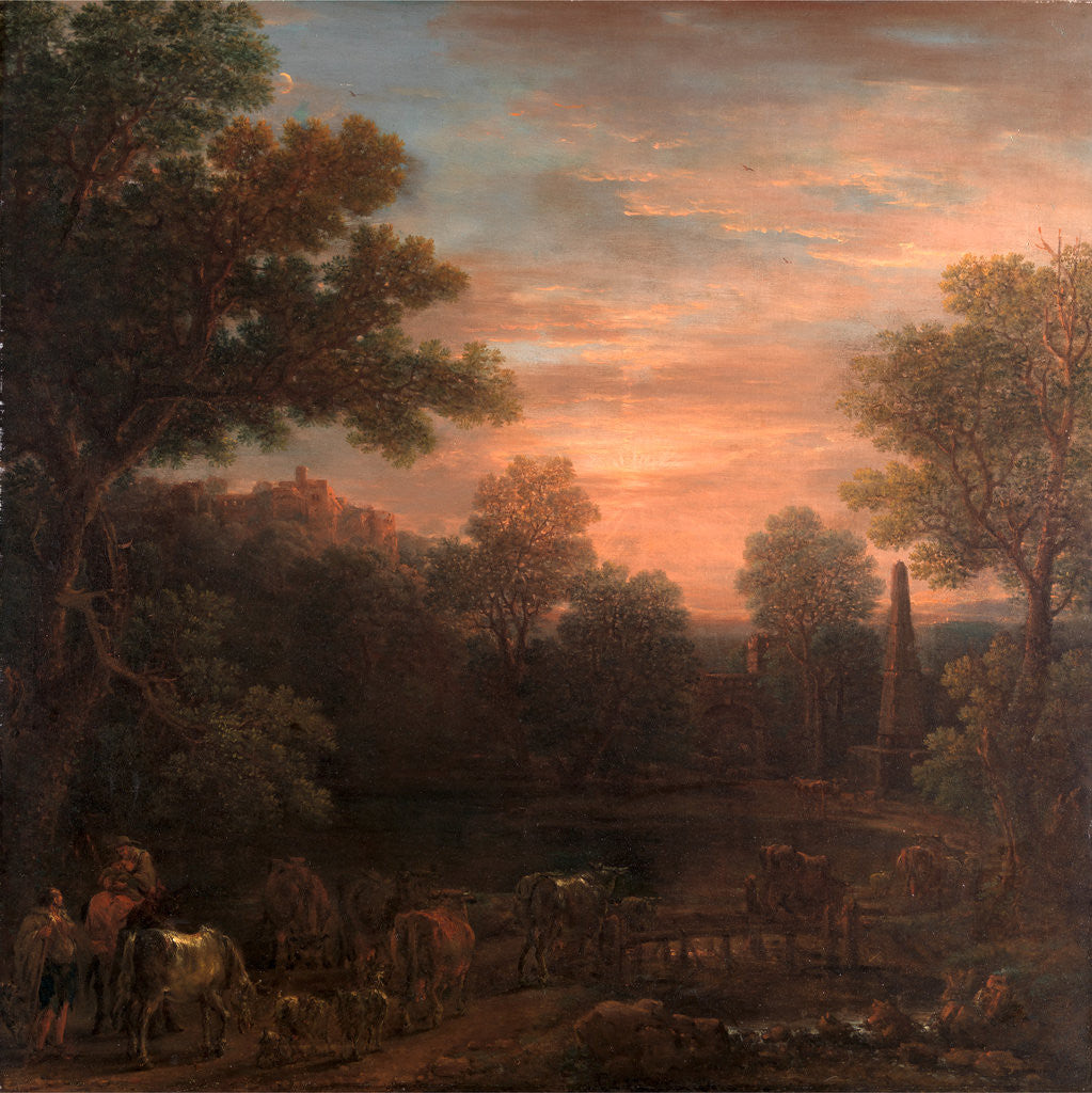 Detail of Classical Landscape: Evening by John Wootton