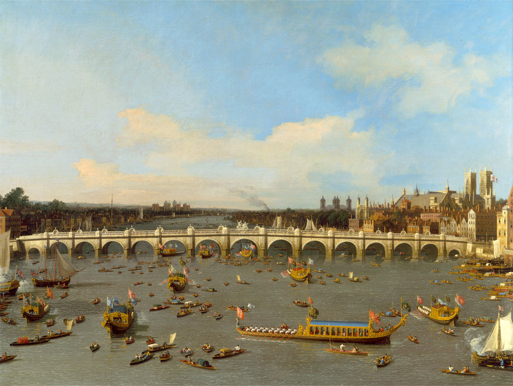Detail of London, Westminster Bridge, with the Lord Mayor's Procession on the Thames by Canaletto