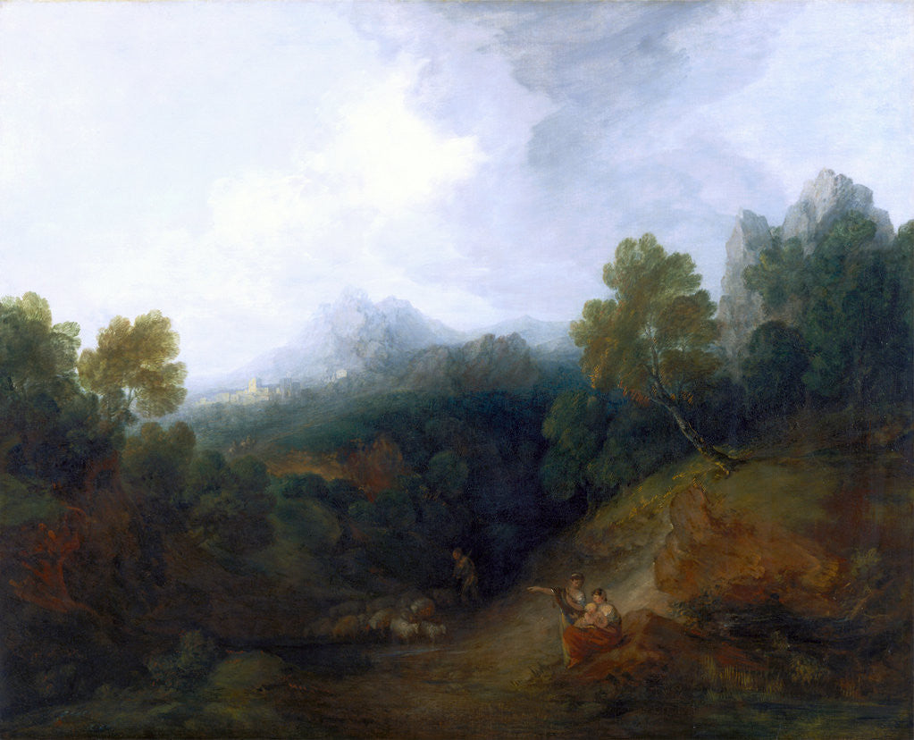 Detail of Landscape with a Flock of Sheep by Thomas Gainsborough
