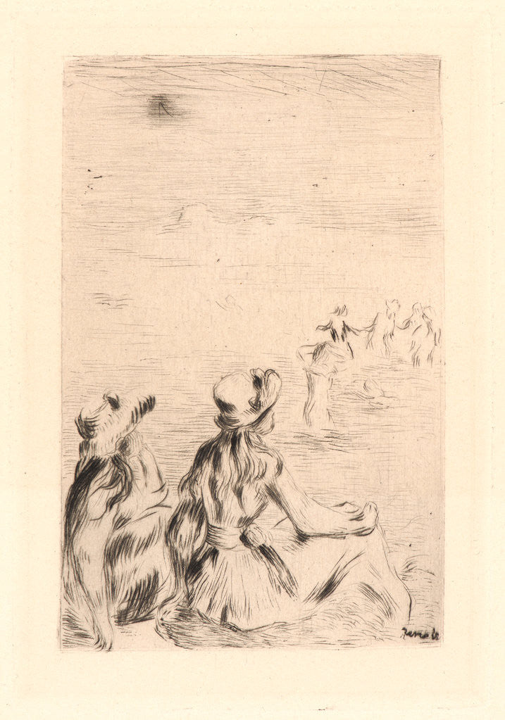 Detail of Sur la plage, a Berneval, ca. 1892 by Pierre-Auguste Renoir
