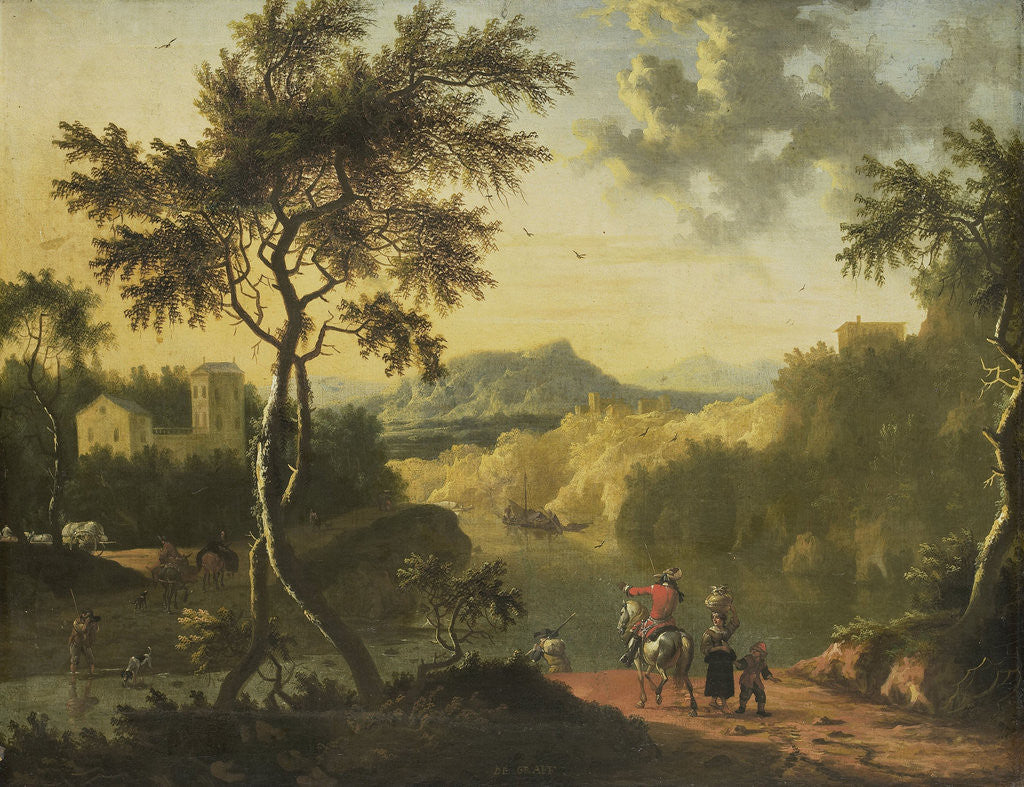Detail of Italian Landscape by Timotheus de Graef