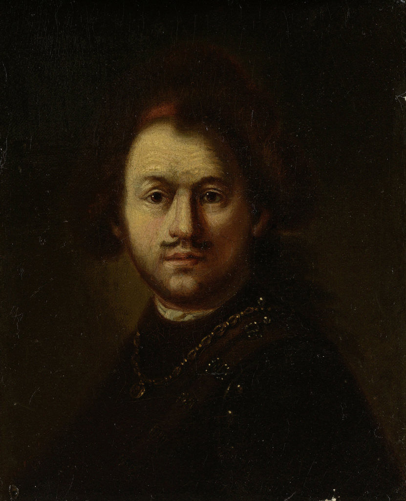 Detail of Portrait of Rembrandt Harmensz. van Rijn by Follower of Rembrandt Harmensz. van Rijn