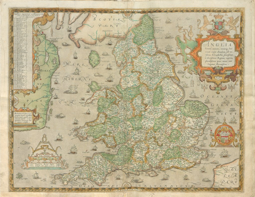 Detail of Christopher Saxton's Map of England and Wales, 1579 by Christopher Saxton