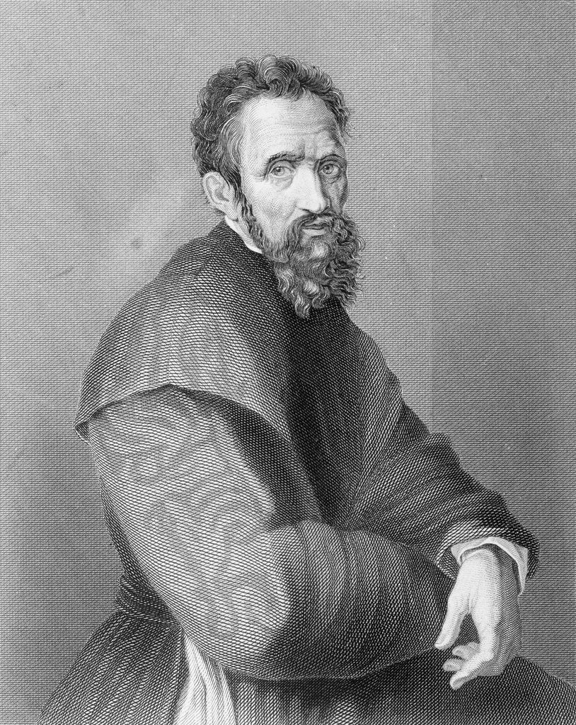 Detail of Illustration of Artist Michelangelo by Corbis