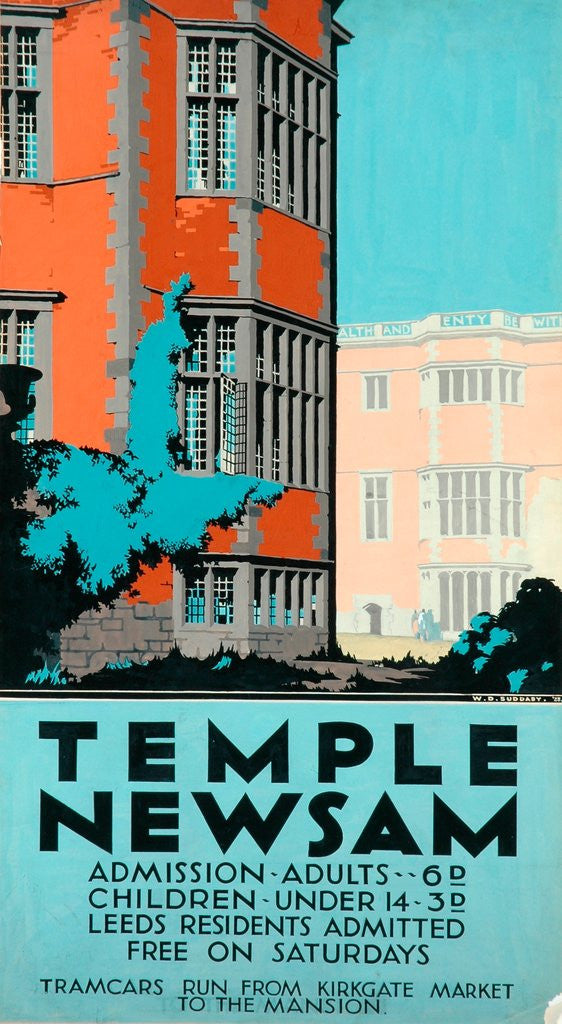 Detail of Poster design for Temple Newsam by W. D. Suddaby