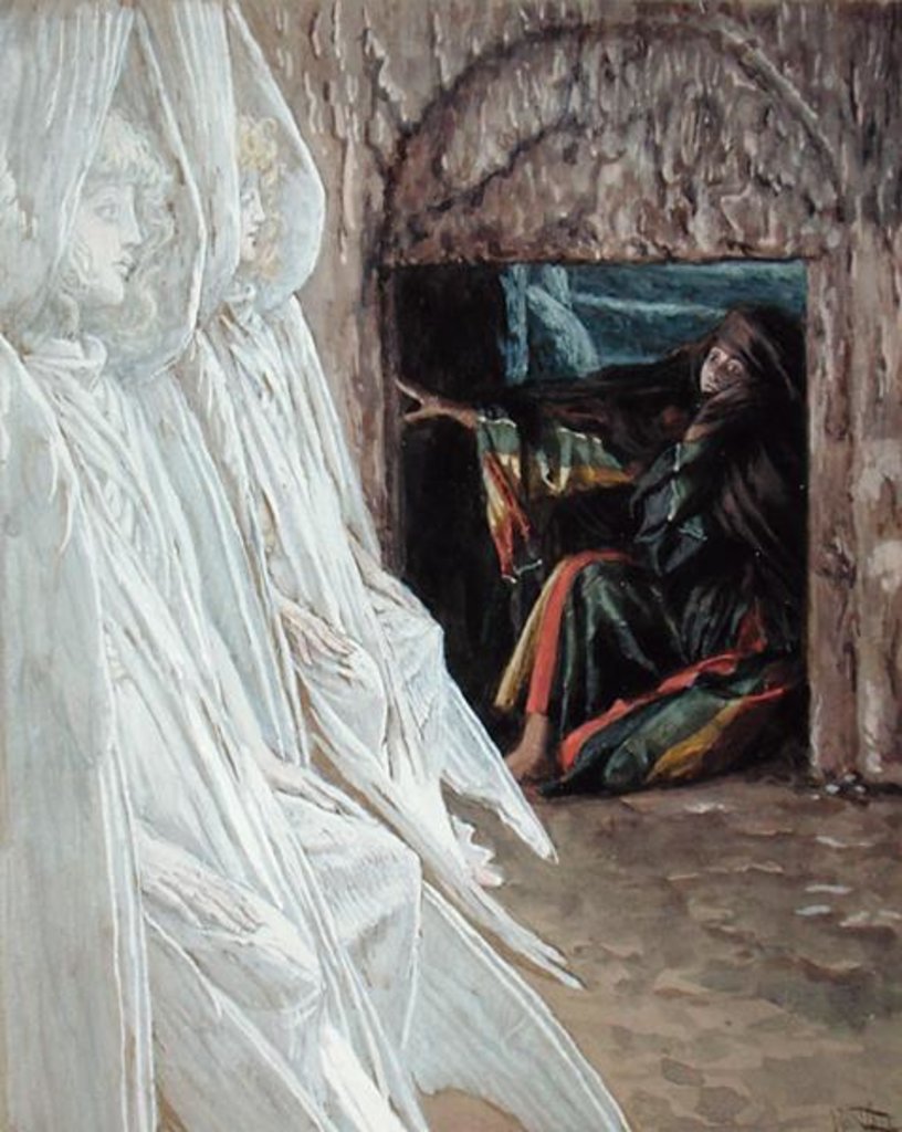 Detail of Mary Magdalene Questions the Angels in the Tomb by James Jacques Joseph Tissot