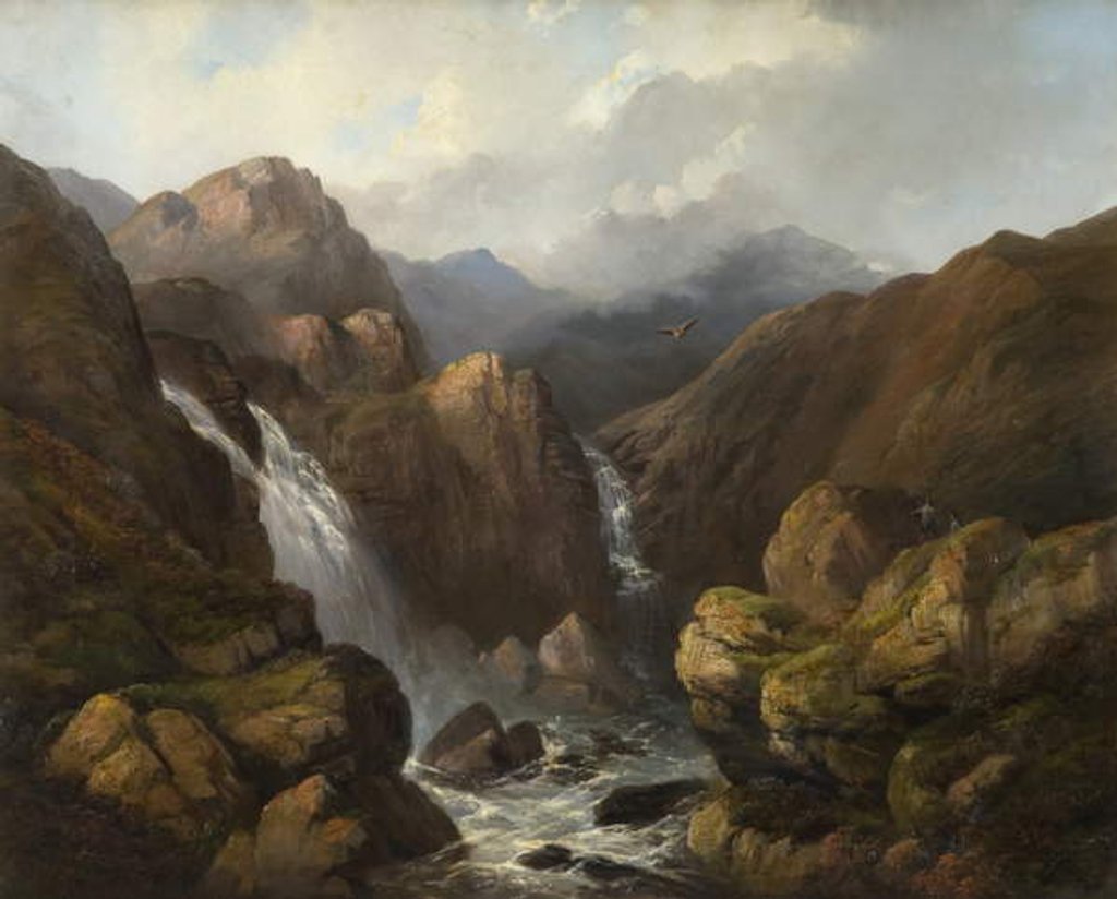 Detail of A Scottish Waterfall by Edward Train