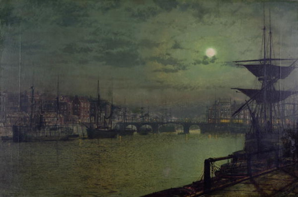 Detail of Baiting the Lines, Whitby, 1884 by John Atkinson Grimshaw