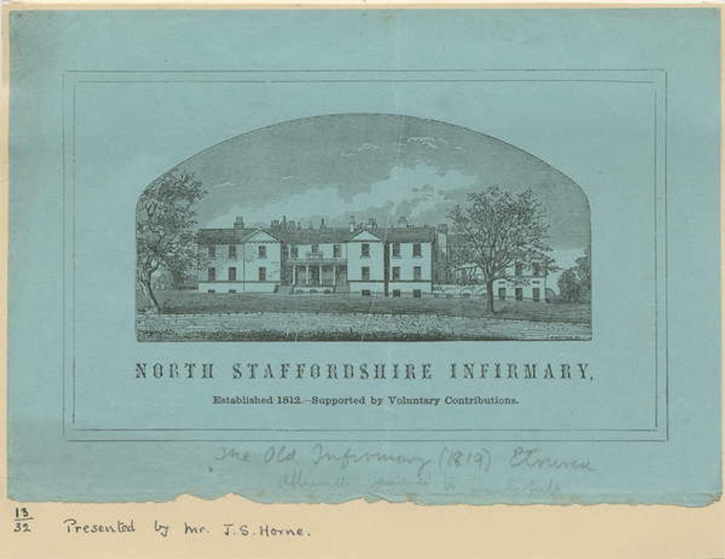 Detail of Etruria - 'North Staffordshire Infirmary' by School English